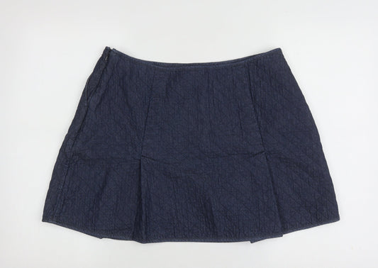 Jack Wills Women's Blue Quilted A-Line Skirt, Size 10