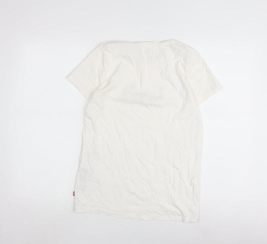 Levi's Women's White T-Shirt Size S Floral Logo