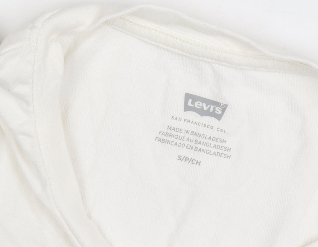 Levi's Women's White T-Shirt Size S Floral Logo