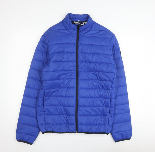 Jack & Jones Men's Blue Puffer Jacket Size S