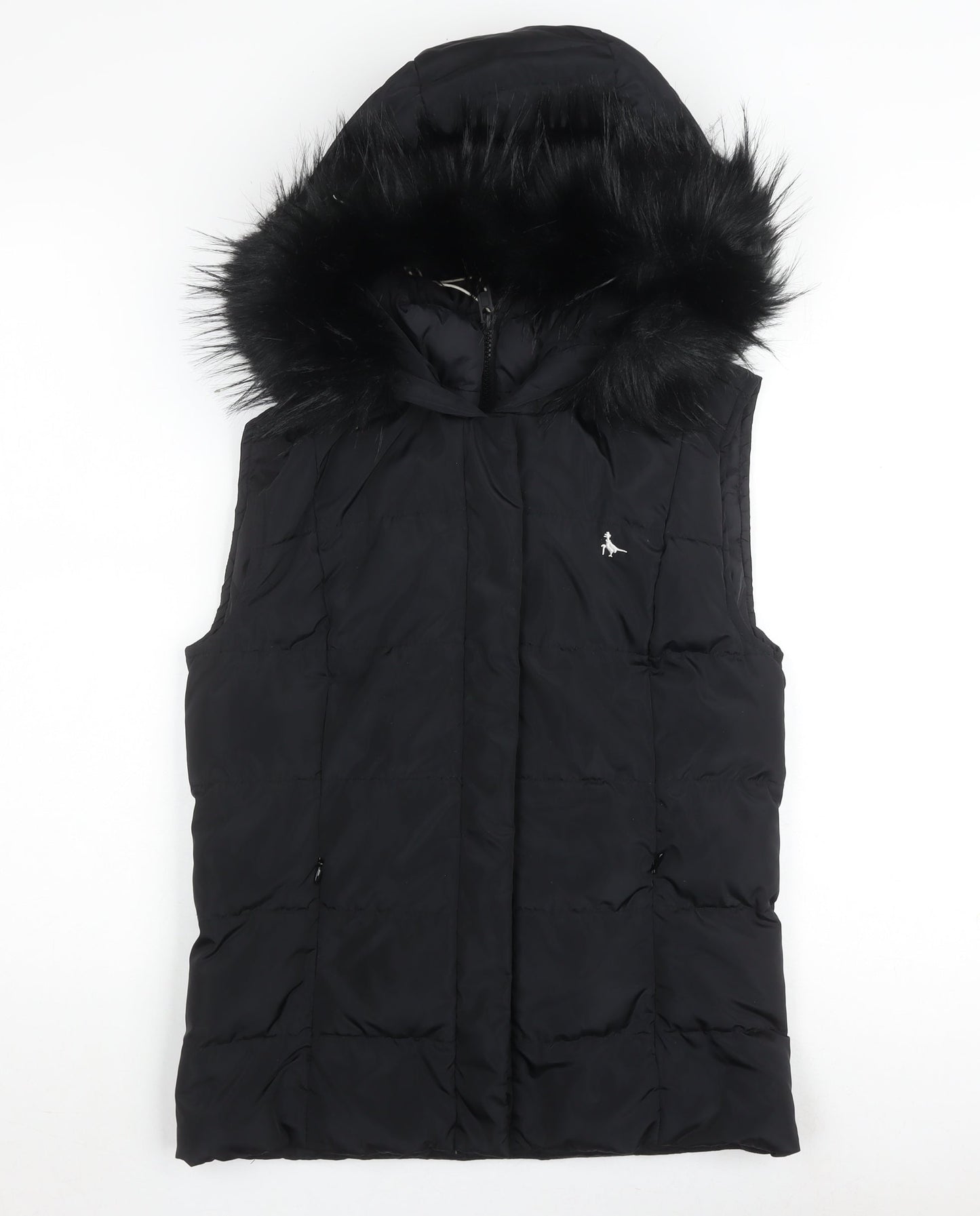 Jack Wills Women's Black Puffer Waistcoat, Size 8