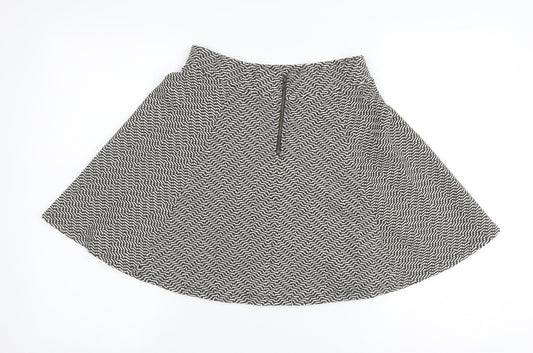 Superdry Women's Black A-Line Skirt, UK 10, Geometric