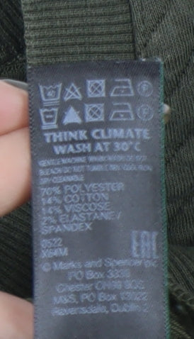 Brand and care label for Marks & Spencer Green Chevron Pullover Sweatshirt, size 8