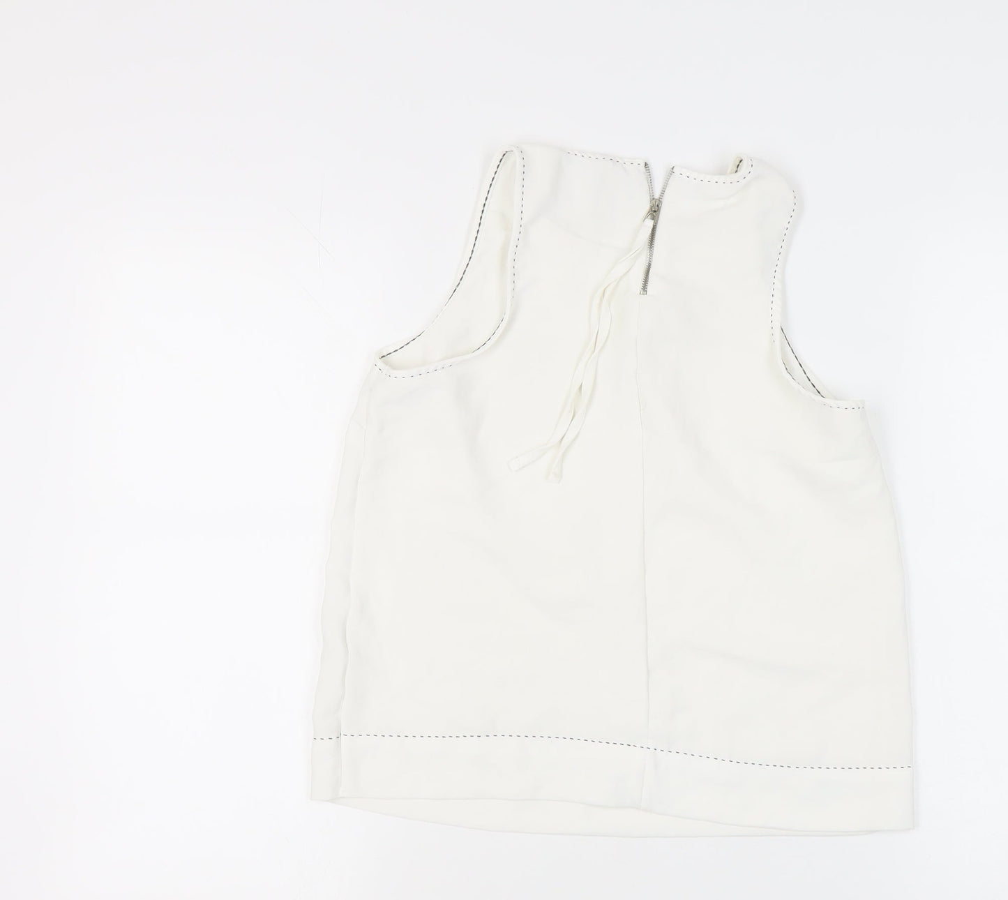 Stradivarius Women's White Tank Top, M, Sleeveless, Zip Closure