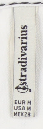 Stradivarius Women's White Tank Top, M, Sleeveless, Zip Closure