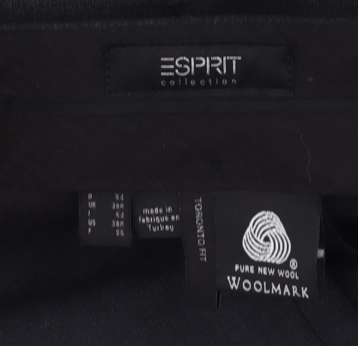 Close-up detail of ESPRIT Men's Black Dress Pants, size 34, Wool