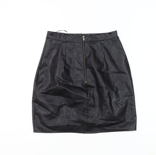 River Island Women's Black Zip Pencil Skirt Size 6