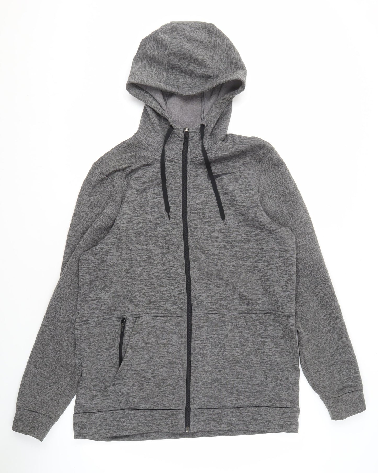 Nike Men's Grey Hoodie, Size M, Full Zip, Fleece