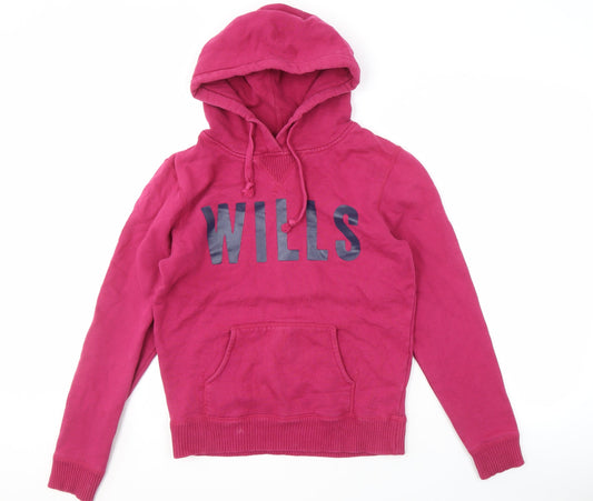 Womens UK 10 Regular Jack Wills Pink Pullover Hoodie