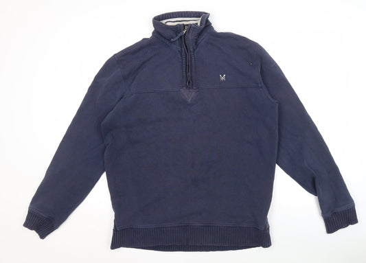 Additional front view of Crew Clothing Blue 1/4 Zip Sweatshirt S