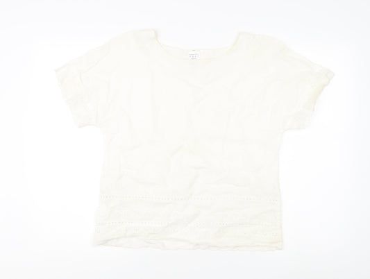 Lands' End Women's Ivory Linen Blouse Size 8