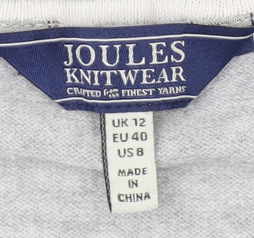 Joules Women's Grey Cotton Pullover Jumper Size 12