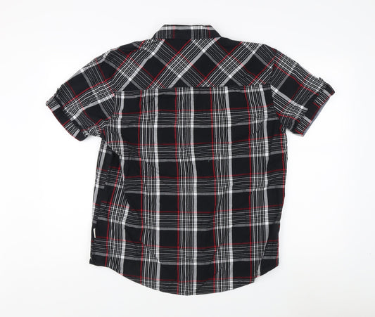 Lee Cooper Men's Black Plaid Short Sleeve Shirt L