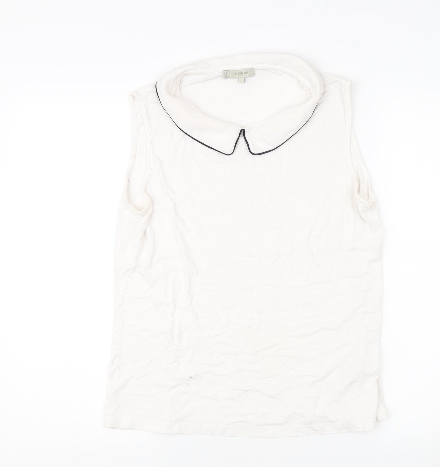 Hobbs Women's White Collared Sleeveless Blouse - L