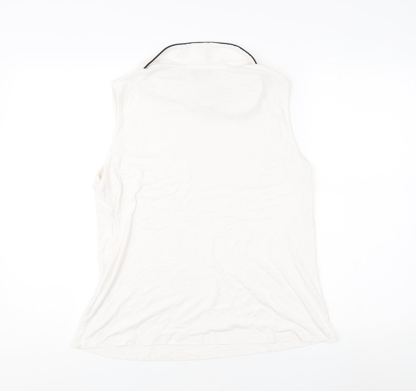 Hobbs Women's White Collared Sleeveless Blouse - L