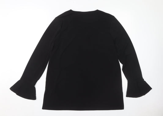 Michael Kors Women's Black Lace-Up Blouse L