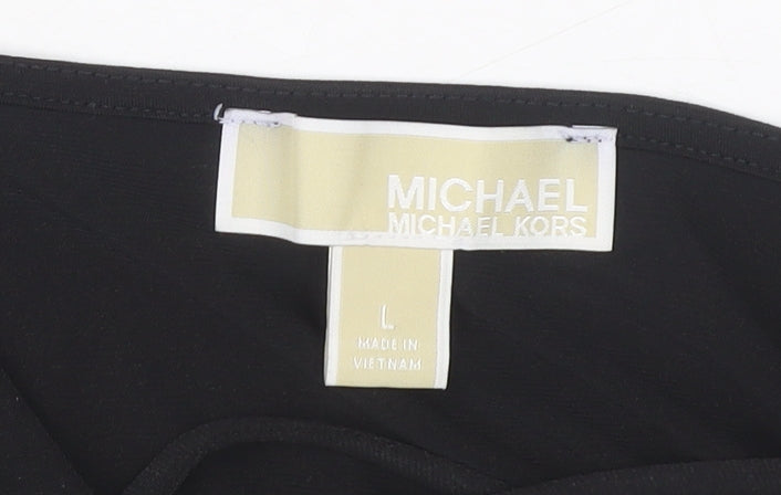 Michael Kors Women's Black Lace-Up Blouse L