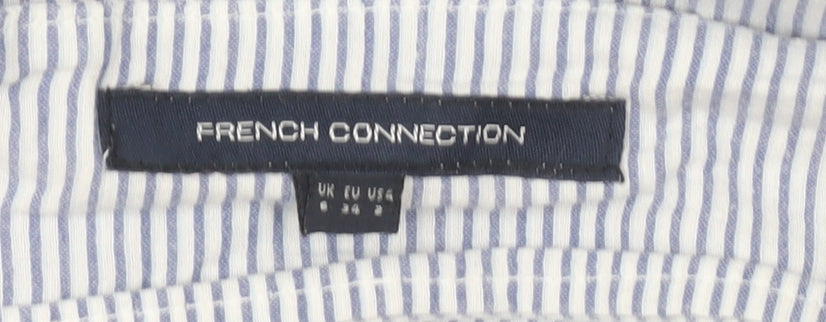 French Connection Women's Blue Striped Top Size 4