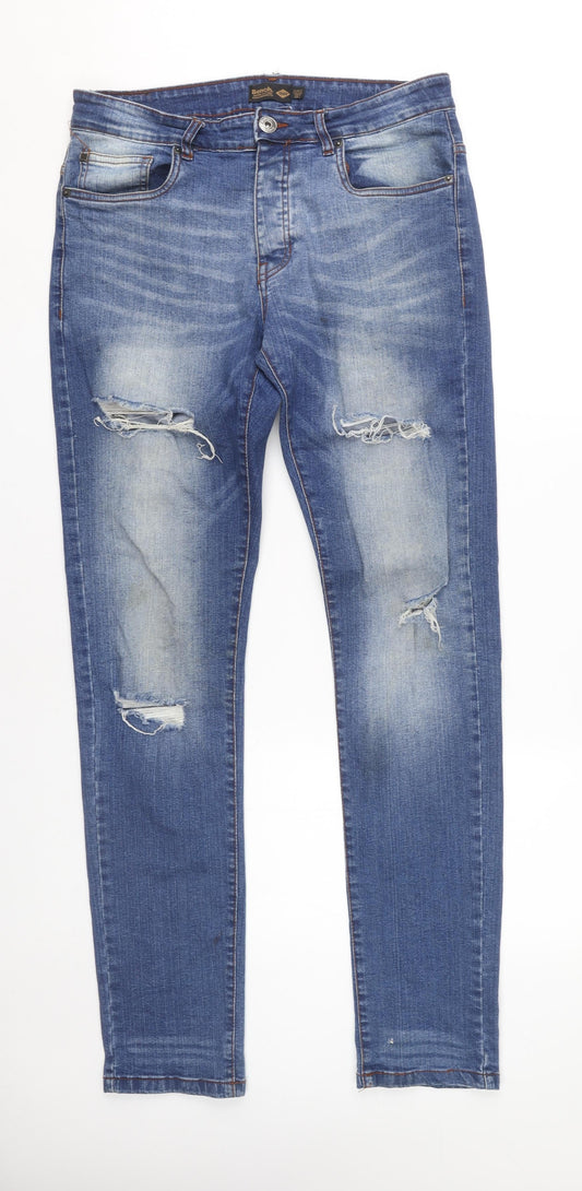 Bench Men's Blue Skinny Jeans 32W 34L Slim Fit