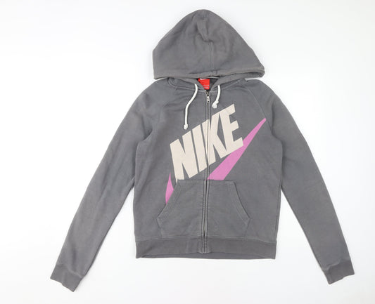 Womens UK S Regular Nike Grey Full Zip Hoodie