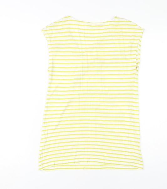 Whistles Women's Yellow Striped V-Neck T-Shirt Size 2