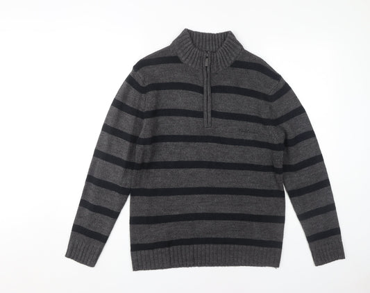 Pierre Cardin Men's Grey Striped Pullover Jumper S