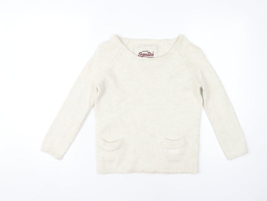 Womens UK XS Slim Superdry Ivory Jumper Tight-Knit