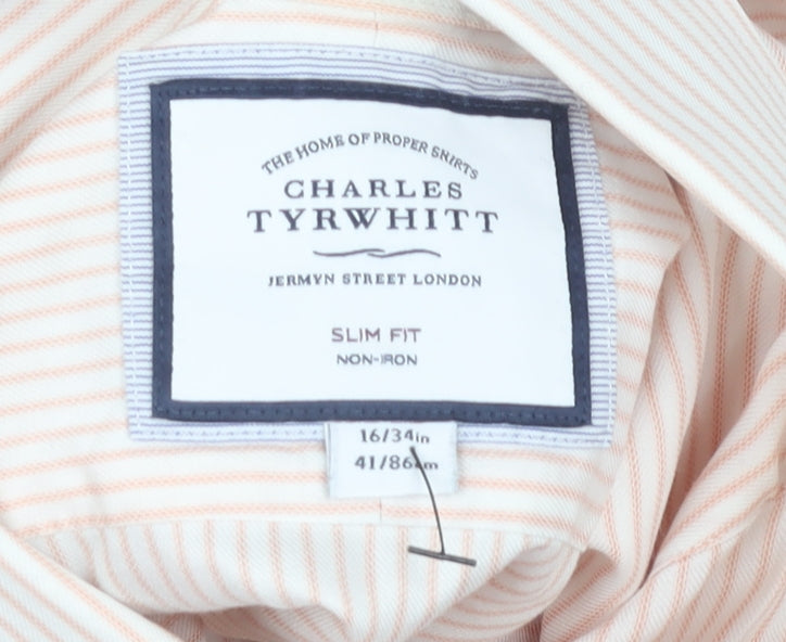 Charles Tyrwhitt Men's Pink Striped Slim Fit Dress Shirt