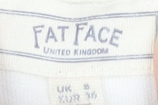 Fat Face Women's White Crochet V-Neck T-Shirt S