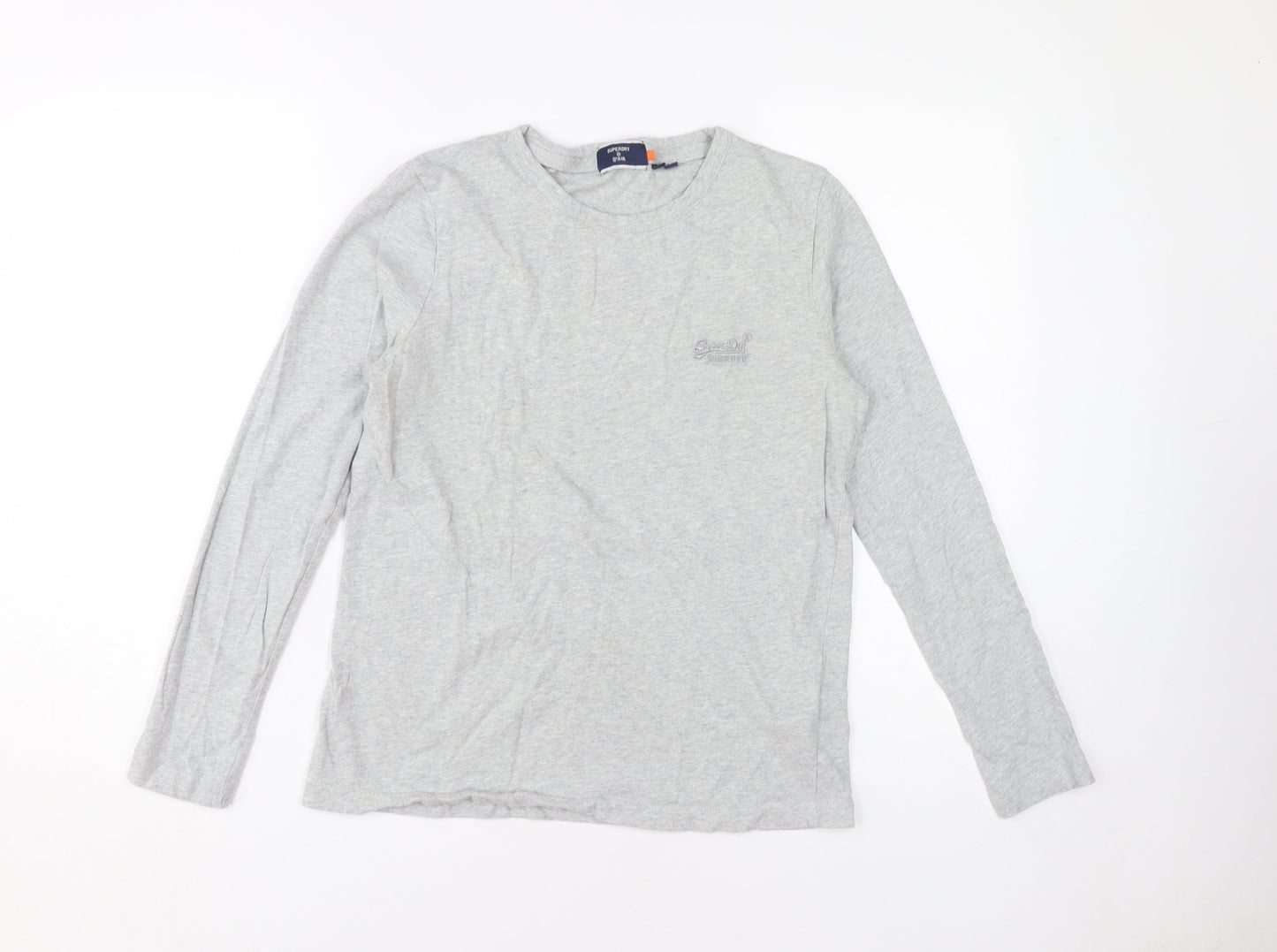 Superdry Women's Grey Cotton Long Sleeve T-Shirt UK 10