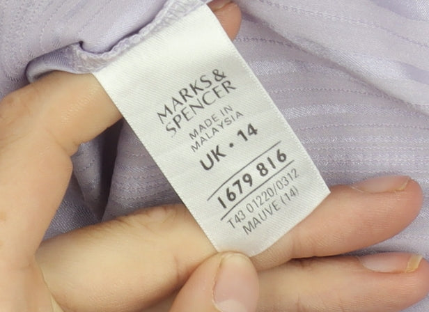 Marks & Spencer Women's Purple Striped Shirt Size 14