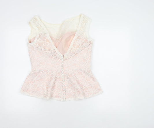 Mori Lee Women's Pink Lace Sleeveless Top, Size 16