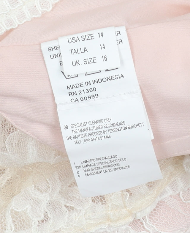 Mori Lee Women's Pink Lace Sleeveless Top, Size 16