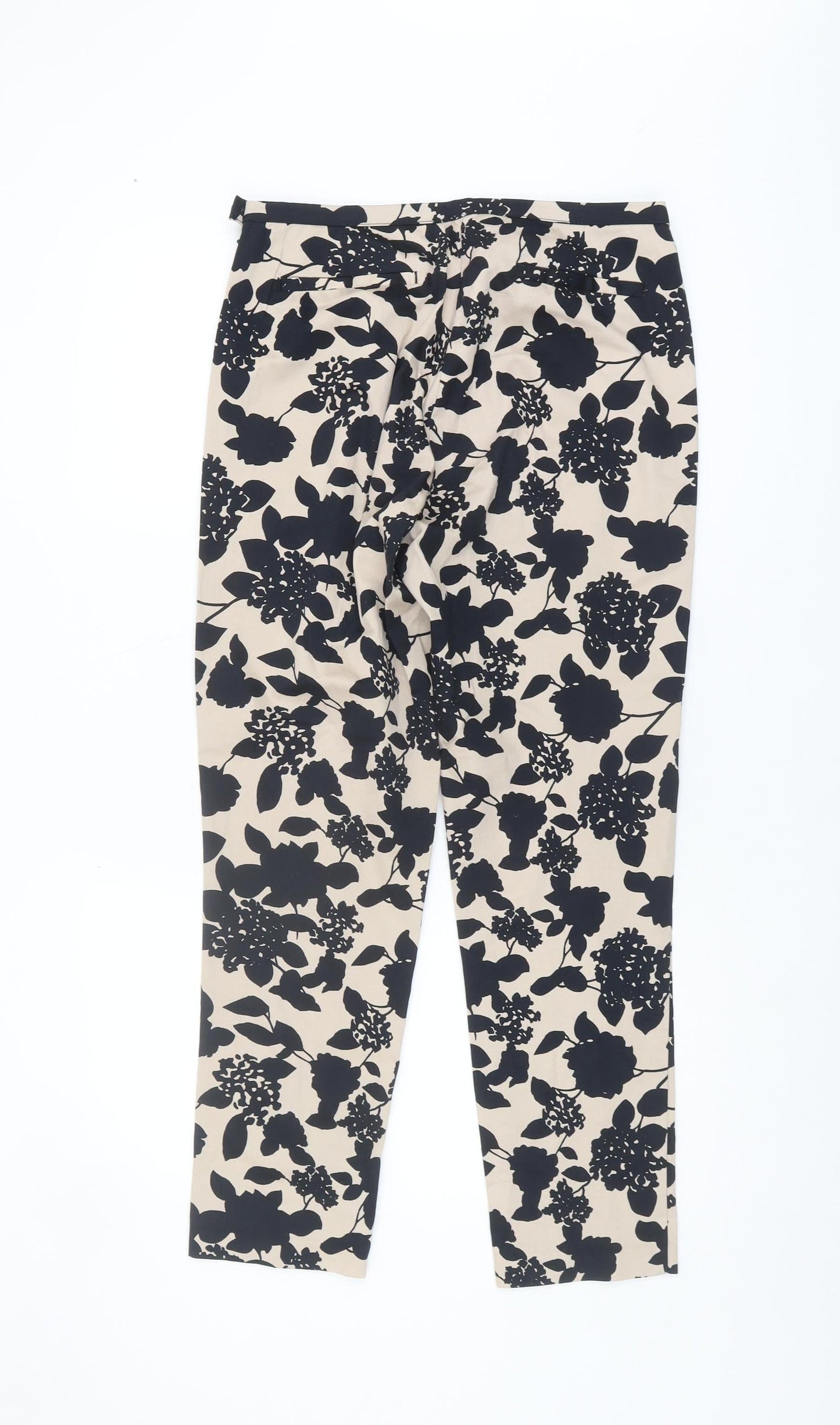 Laura Ashley Women's Beige Floral Trousers, Size 12