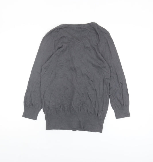 Laura Ashley Grey Pullover Jumper, Size 10, Ruffle Accent