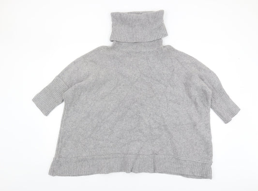 Jaeger Women's Grey Roll Neck Pullover Jumper L