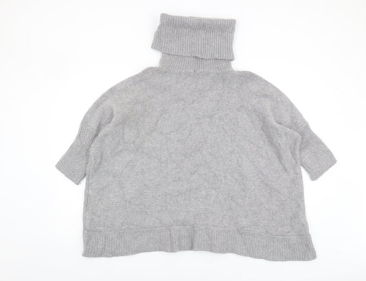 Jaeger Women's Grey Roll Neck Pullover Jumper L