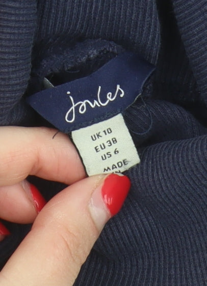 Joules Women's Blue High Neck Jersey T-Shirt Size 10
