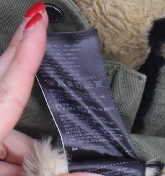 Superdry Women's Green Parka Coat, Size 8, Fur-Trim Hood