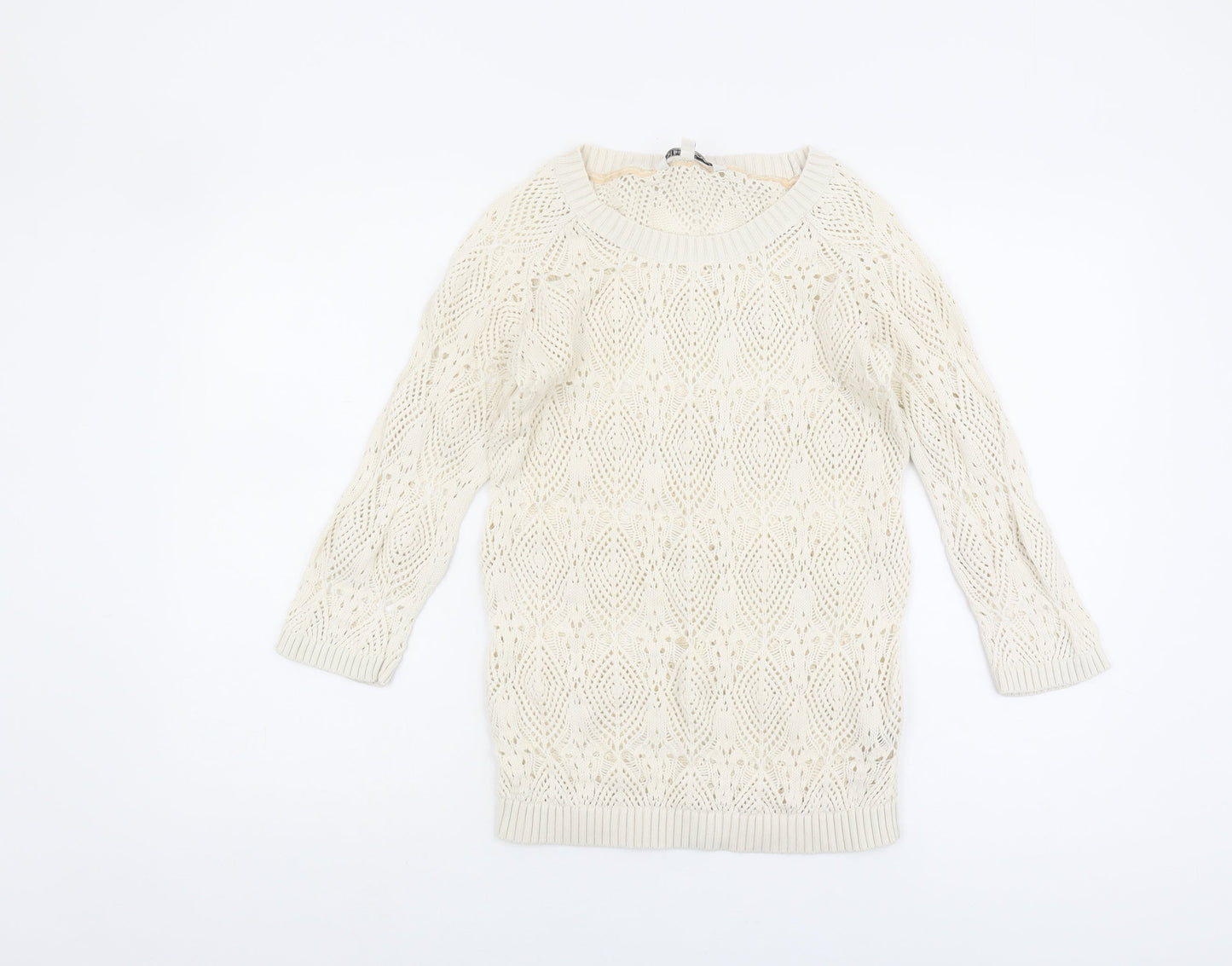 Fat Face Women’s Ivory Open-Knit Jumper, Size 8