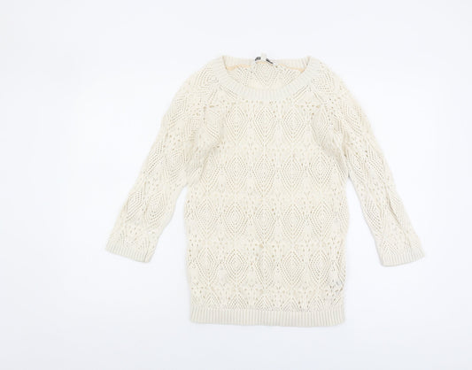 Fat Face Women’s Ivory Open-Knit Jumper, Size 8