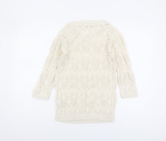 Fat Face Women’s Ivory Open-Knit Jumper, Size 8