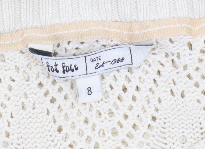 Fat Face Women’s Ivory Open-Knit Jumper, Size 8