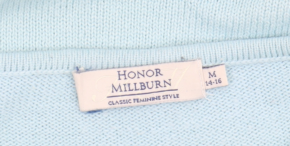 Brand and care label for Honor Millburn Women's Blue Jumper M Embroidered Knit