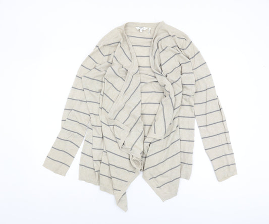 FatFace Women's Beige Striped Open Front Cardigan, Size 12