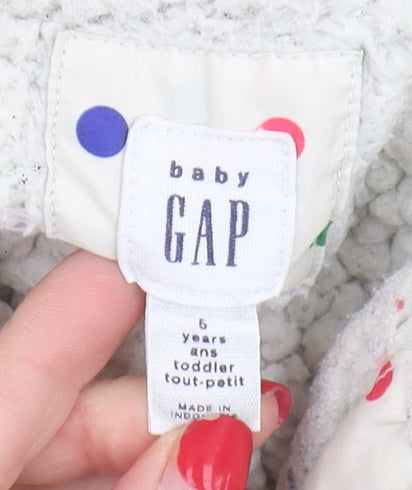 Brand and care label for Gap girls’ multicoloured hooded puffer jacket 5-6 years