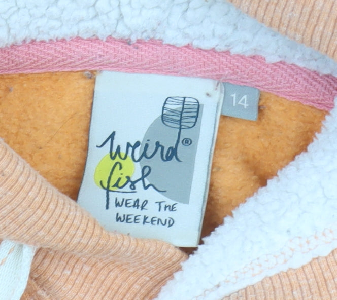 Weird Fish Women's Orange Pullover Hoodie Size 14