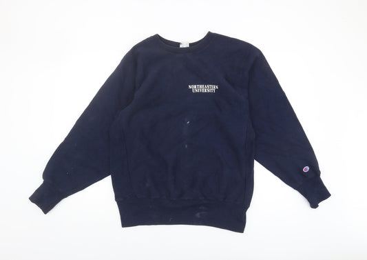 Mens UK L Champion Blue Pullover Sweatshirt