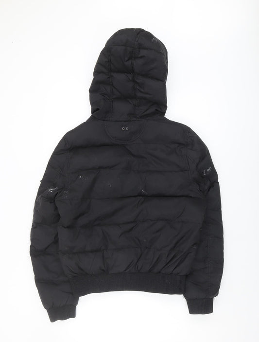 Converse Women's Black Puffer Jacket L Hooded