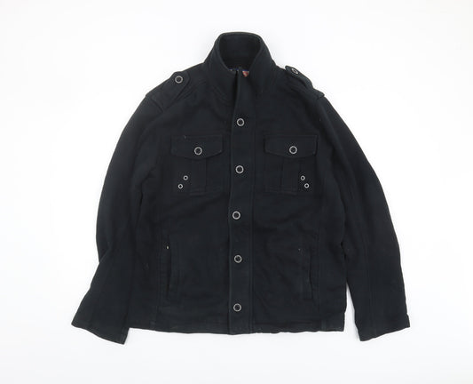 Lee Cooper Men's Black Military Jacket L